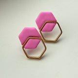 Small Double Hexagon Studs