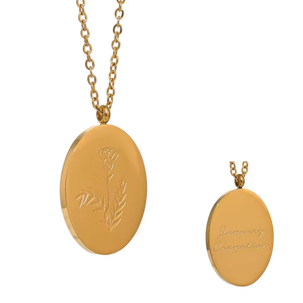 18K Gold Plated, Birth Flower Necklaces