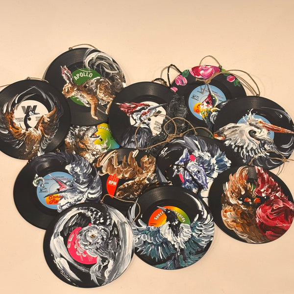 Hand Painted Vinyl Record Ornaments
