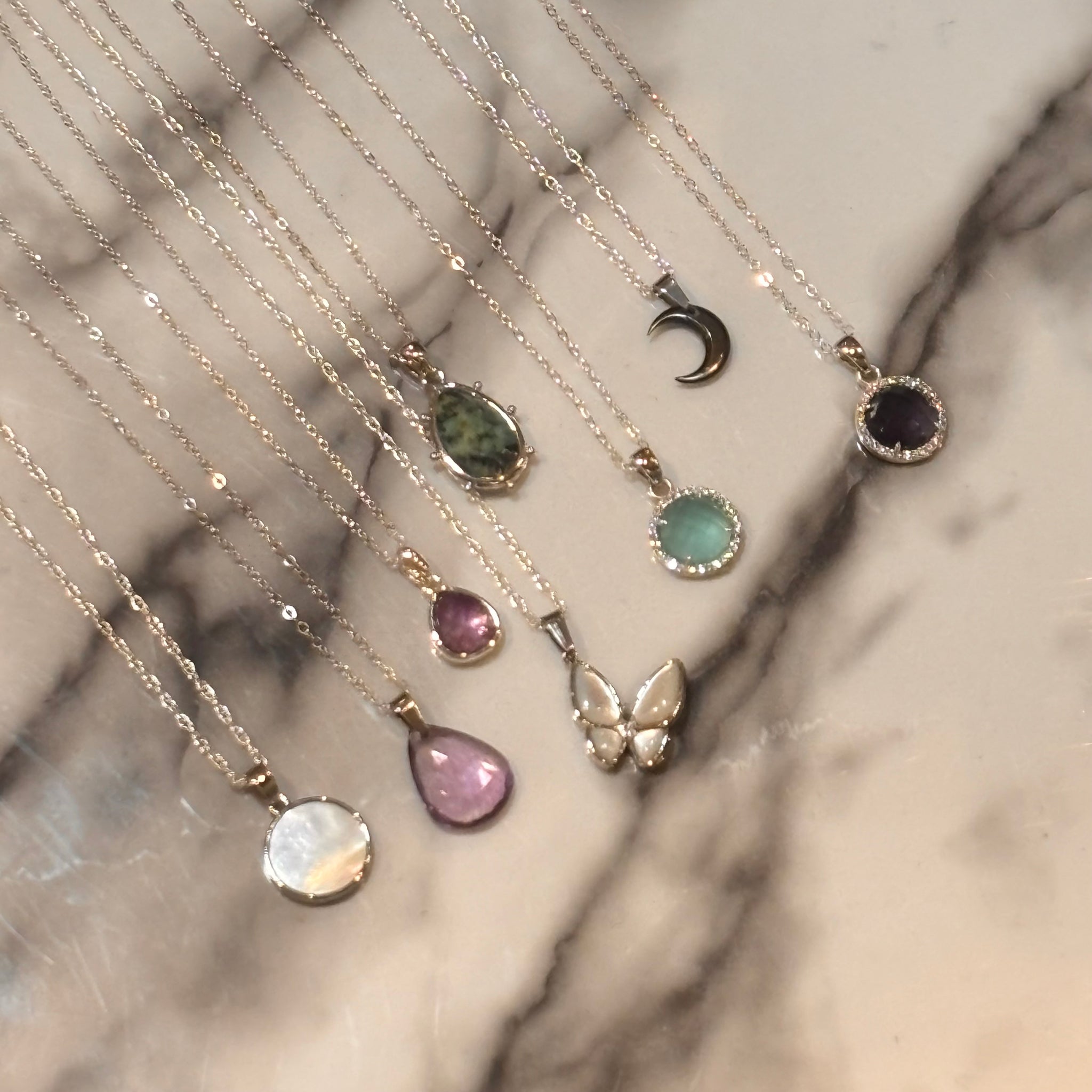 Genuine Gem Necklaces, Short Silver Chain