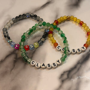 Stretchy Glass Bead Word Bracelets
