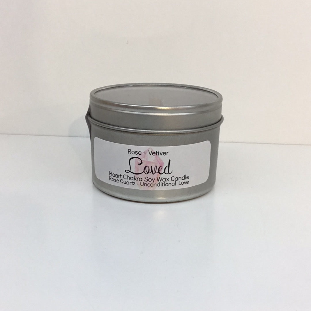 Loved Soy Wax Crystal Intention Candle 4oz
