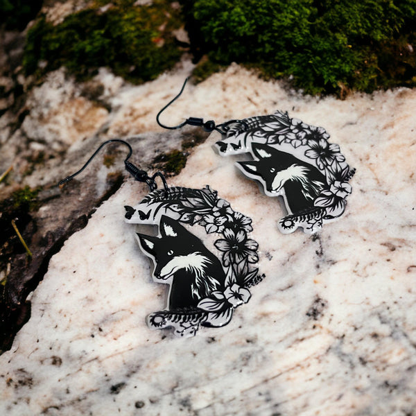 Black & White Fox Earrings