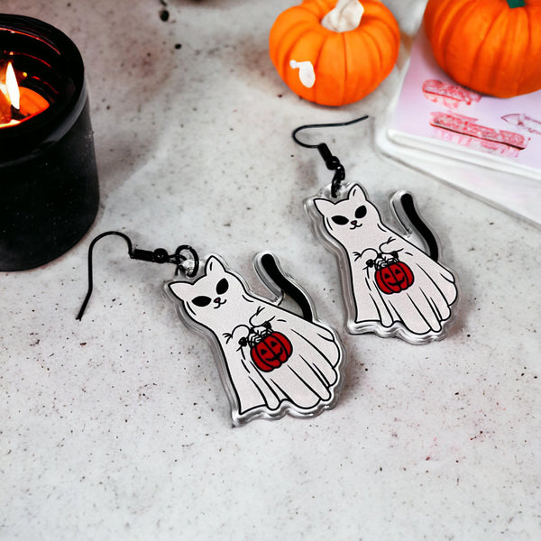 Ghost Cat Earrings