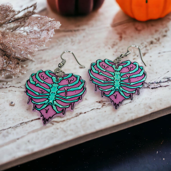Rib Cage Heart Earrings
