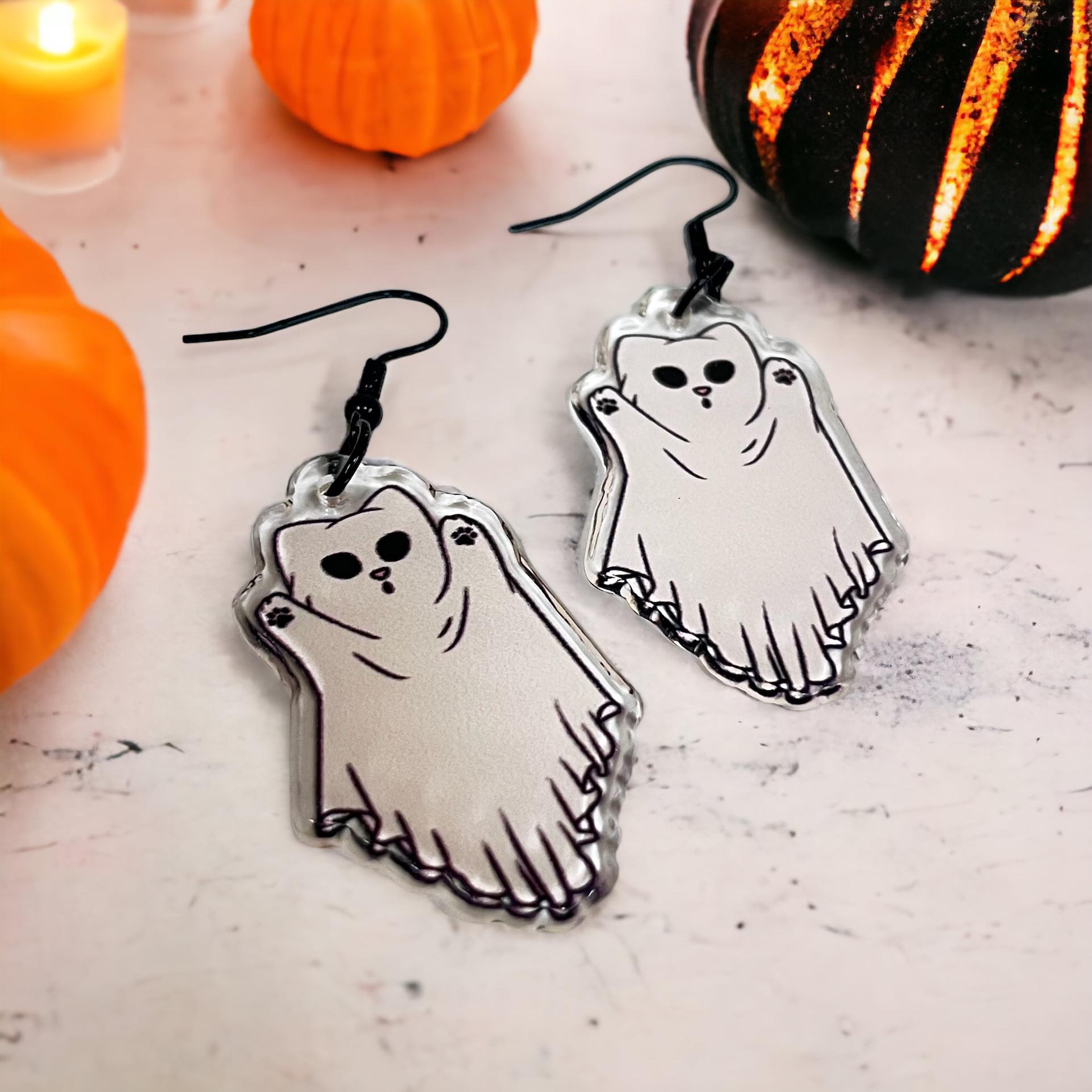 Ghost Cat Earrings