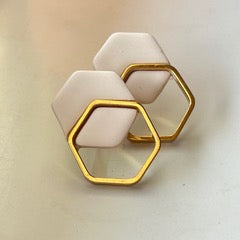 Small Double Hexagon Studs