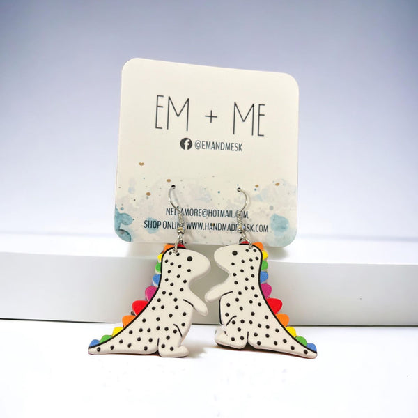Rainbow Dinosaur Earrings
