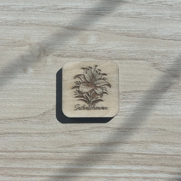 Saskatchewan Lily Wooden Magnet