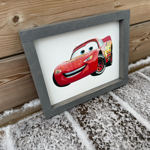 Cartoon Red Car Wood Sign