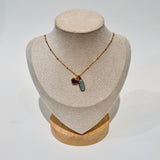 18K Gold Plated Amazonite Heart Duo Necklace