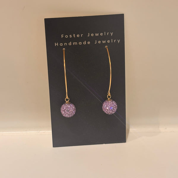 Dangle Pave Gold 10mm Earrings