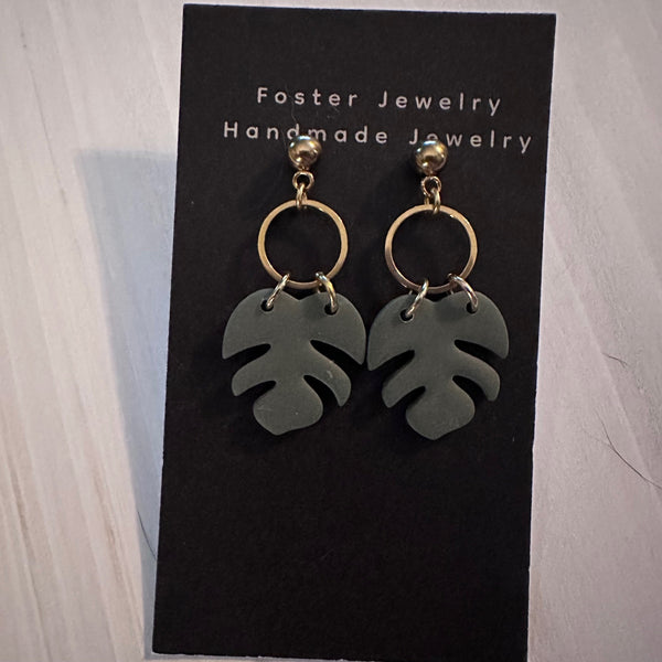 Mini Monstera Earrings