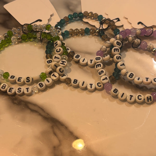 Stretchy Glass Bead Best Bitch Bracelets