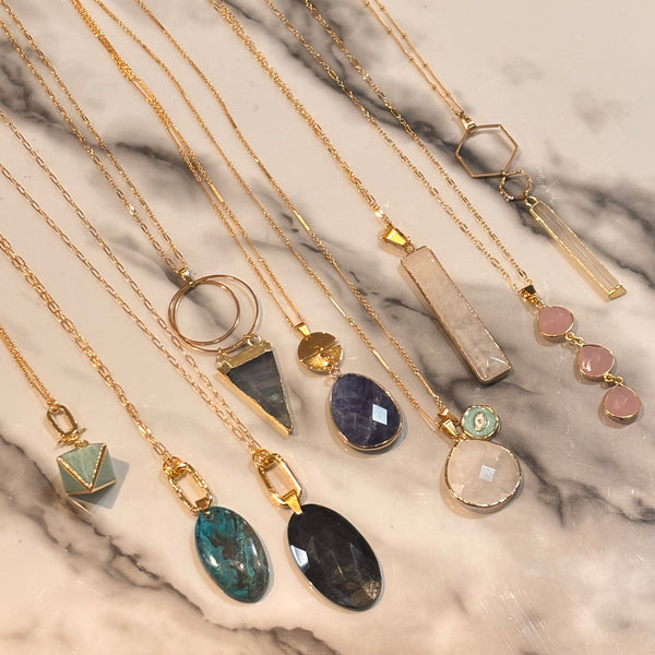 Genuine Gem Necklaces, Long Gold Chain