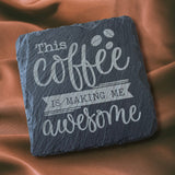 Coffee Themed Slate Coaster Set