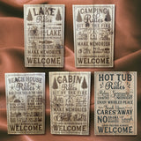 Rules Wood Sign