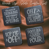 Drink Up! Themed Slate Coaster Set