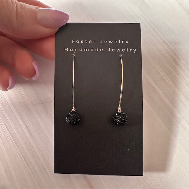 Dangle Pave Gold 8mm Earrings