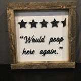 Would Poop Here Again Sign