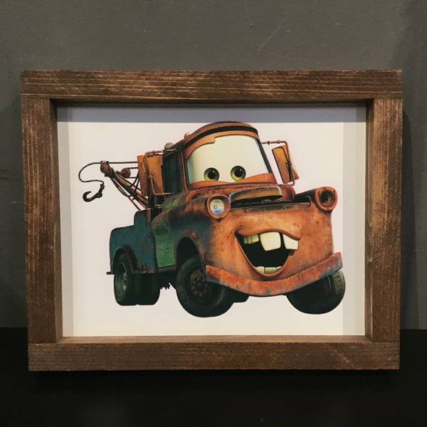 Cartoon Tow Truck Wood Sign