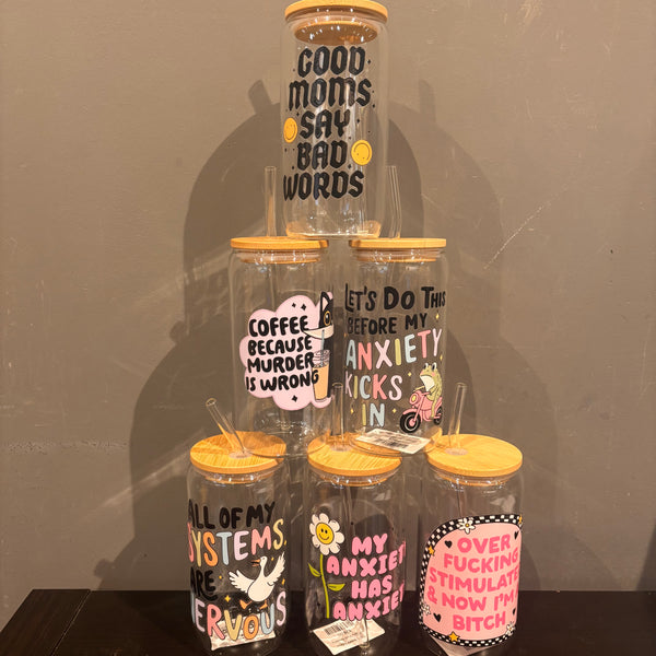 16oz Libbey Glass with Lid/Straw