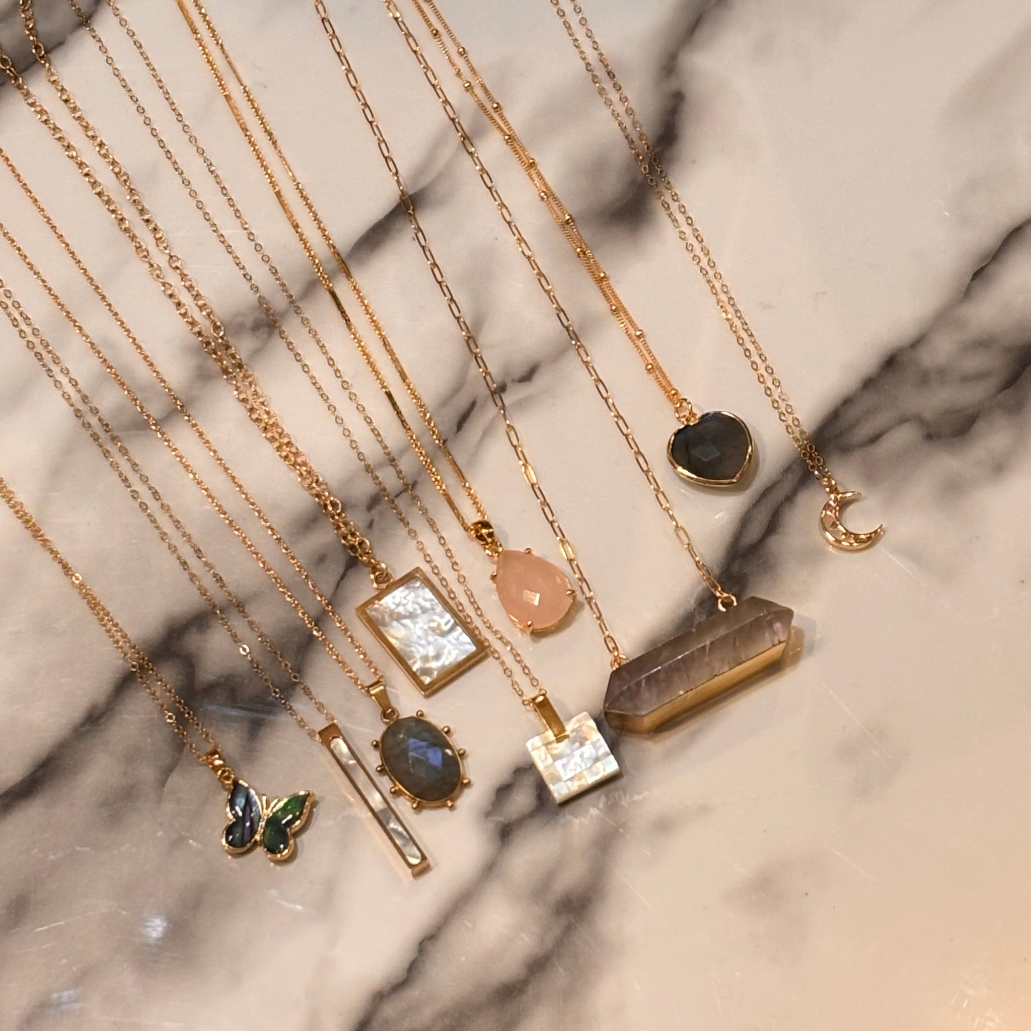 Genuine Gem Necklaces, Short Gold Chain