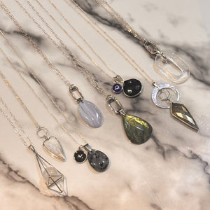 Genuine Gem Necklaces, Long Silver Chain