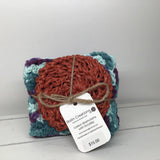 2 Cotton dish cloths with nylon scrubbie