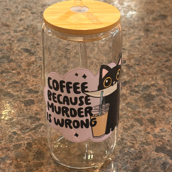 16oz Libbey Glass with Lid/Straw