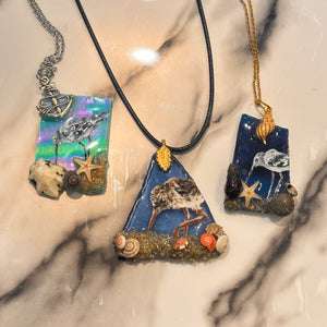 Assorted Painted Glass Necklaces with seashells