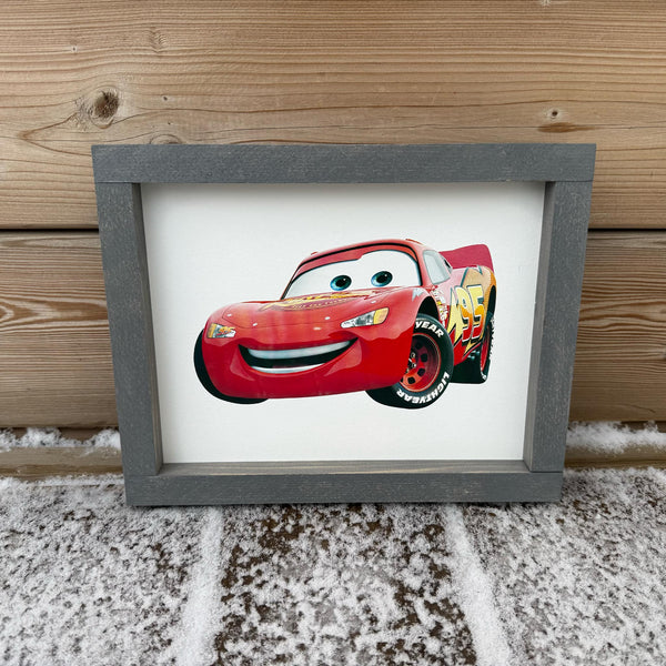 Cartoon Red Car Wood Sign