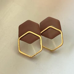 Small Double Hexagon Studs