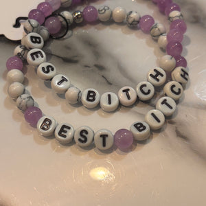 Stretchy Glass Bead Best Bitch Bracelets