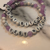 Stretchy Glass Bead Best Bitch Bracelets