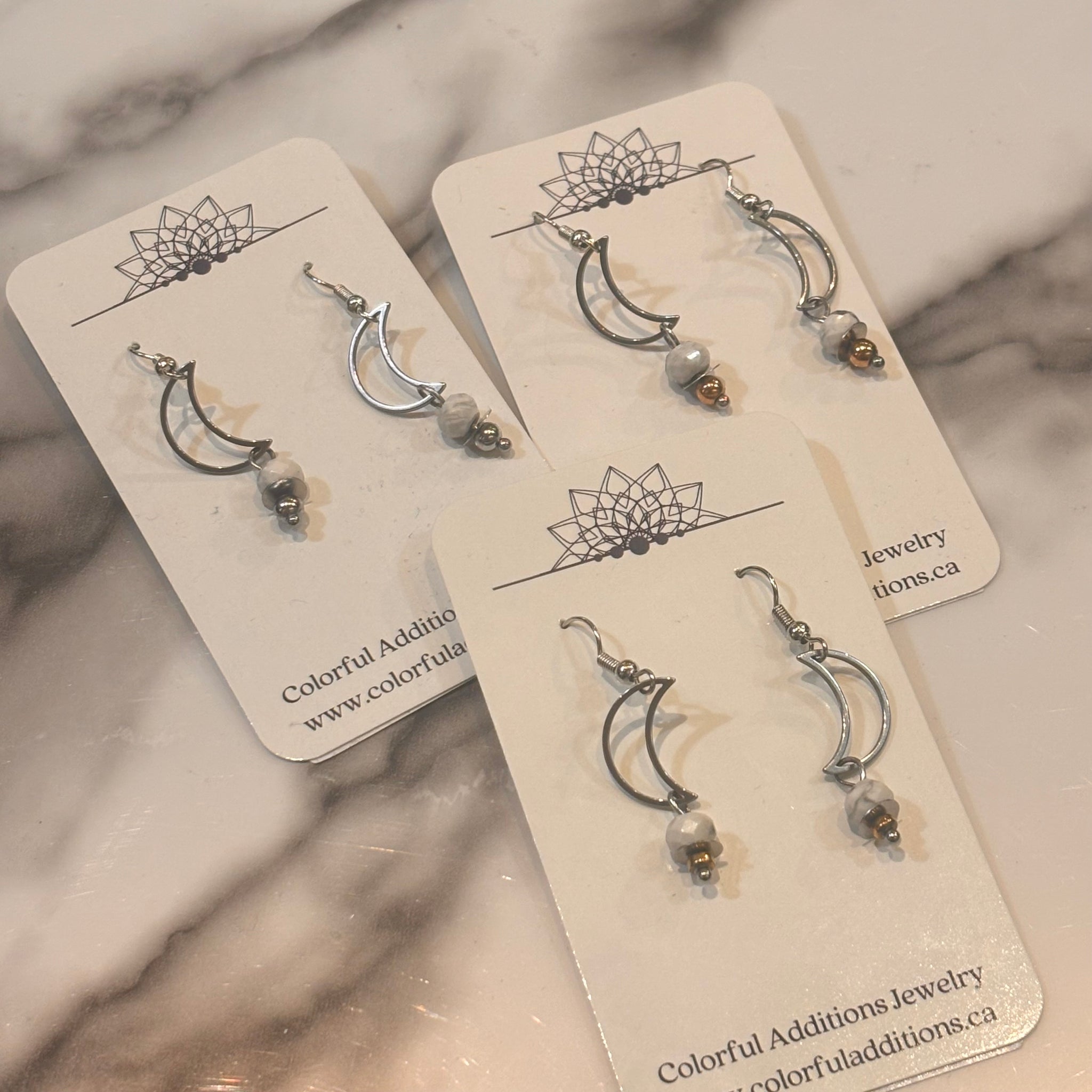 Howlite Moon Earrings