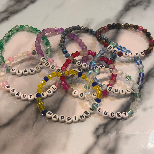 Stretchy Glass Bead Word Bracelets