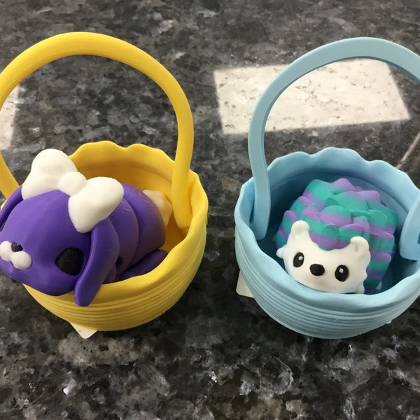3D Printed Animals in Basket