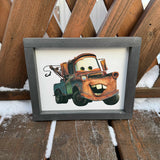 Cartoon Tow Truck Wood Sign