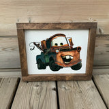 Cartoon Tow Truck Wood Sign
