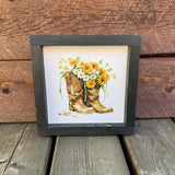 Cowboy Boot with Daisies