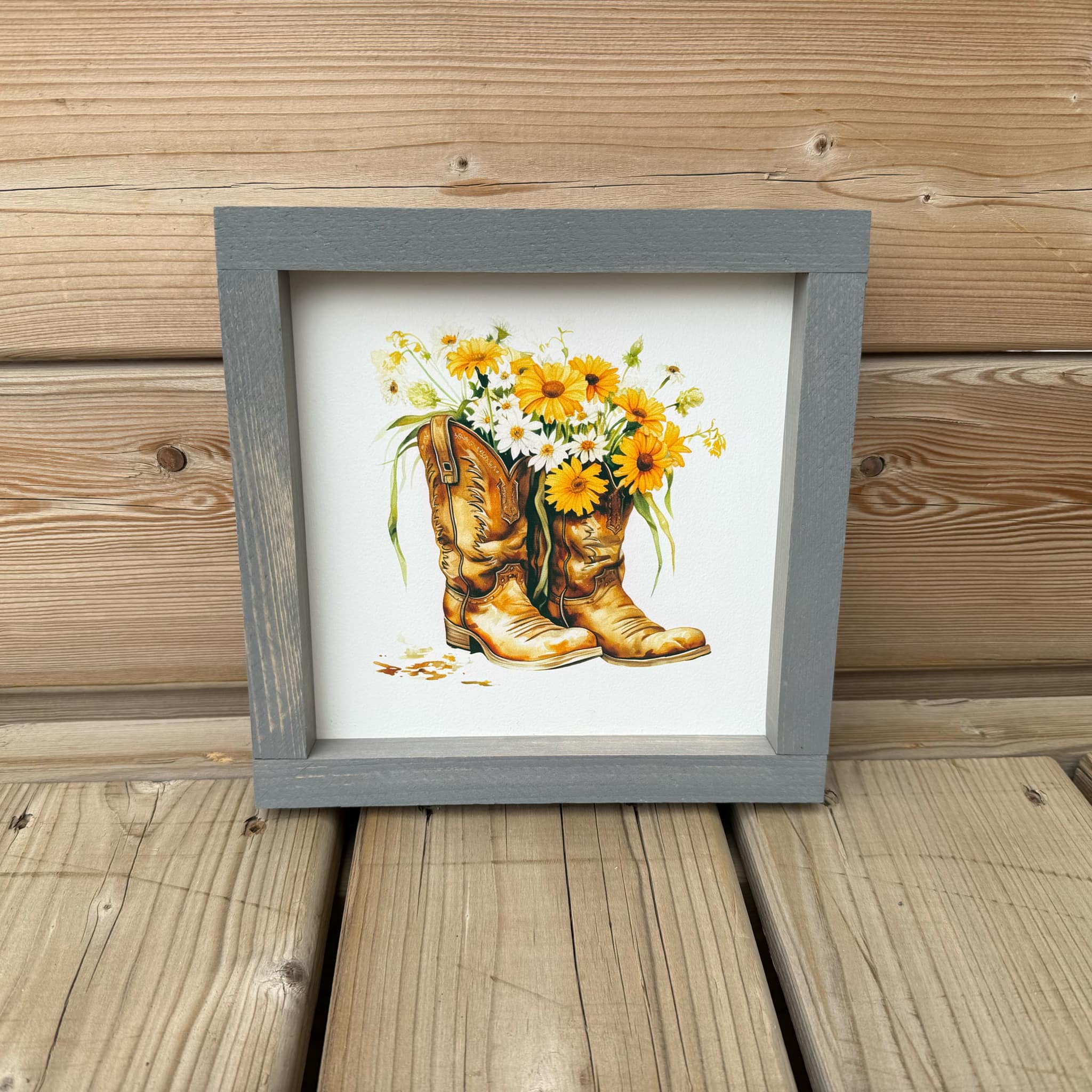 Cowboy Boot with Daisies