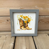 Cowboy Boot with Daisies