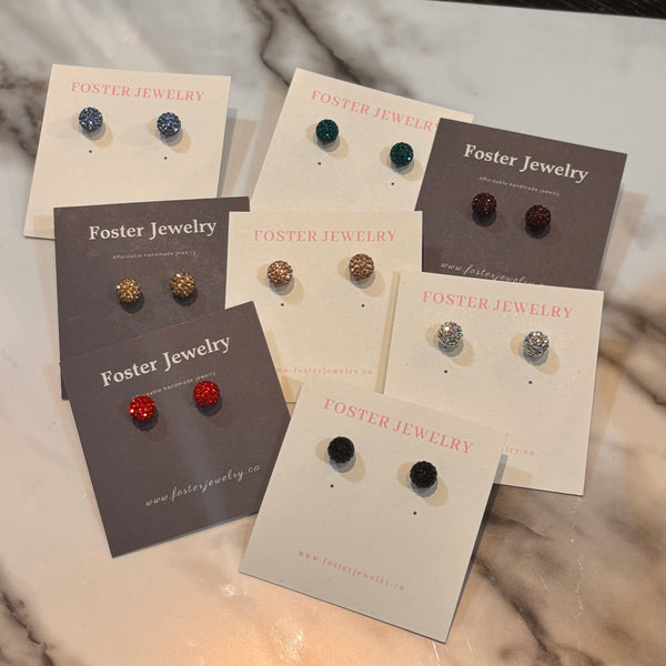 Pave Ball 8mm Earrings