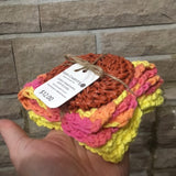 2 Cotton dish cloths with nylon scrubbie
