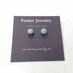 8mm pave ball earrings