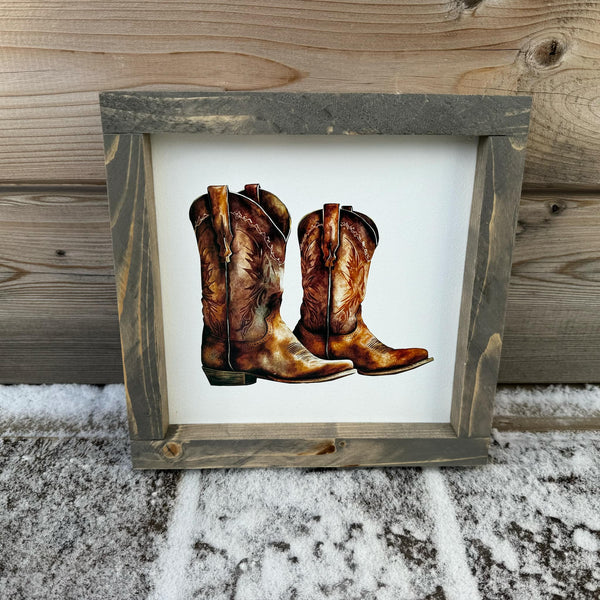 Cowboy Boot Wood Sign