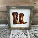 Cowboy Boot Wood Sign