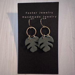 Mini Monstera Earrings