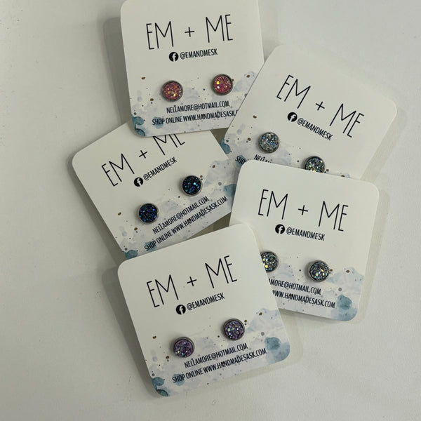 8mm Druzy Earring Studs